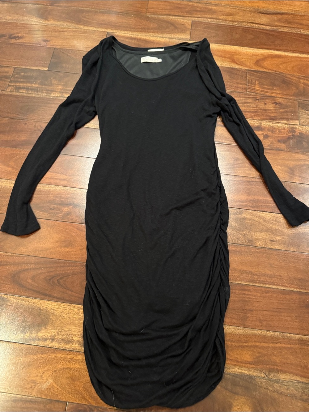 Nation Black Long Sleeve Ruched Women’s Dress